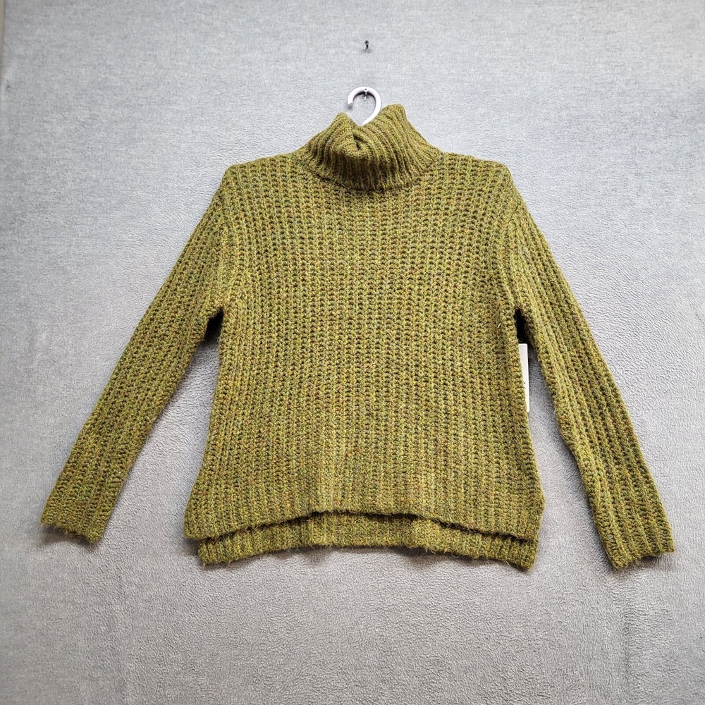 Andrea Javine Women Sweater Medium Green Rib Knit Turtleneck Pullover‎ NWT